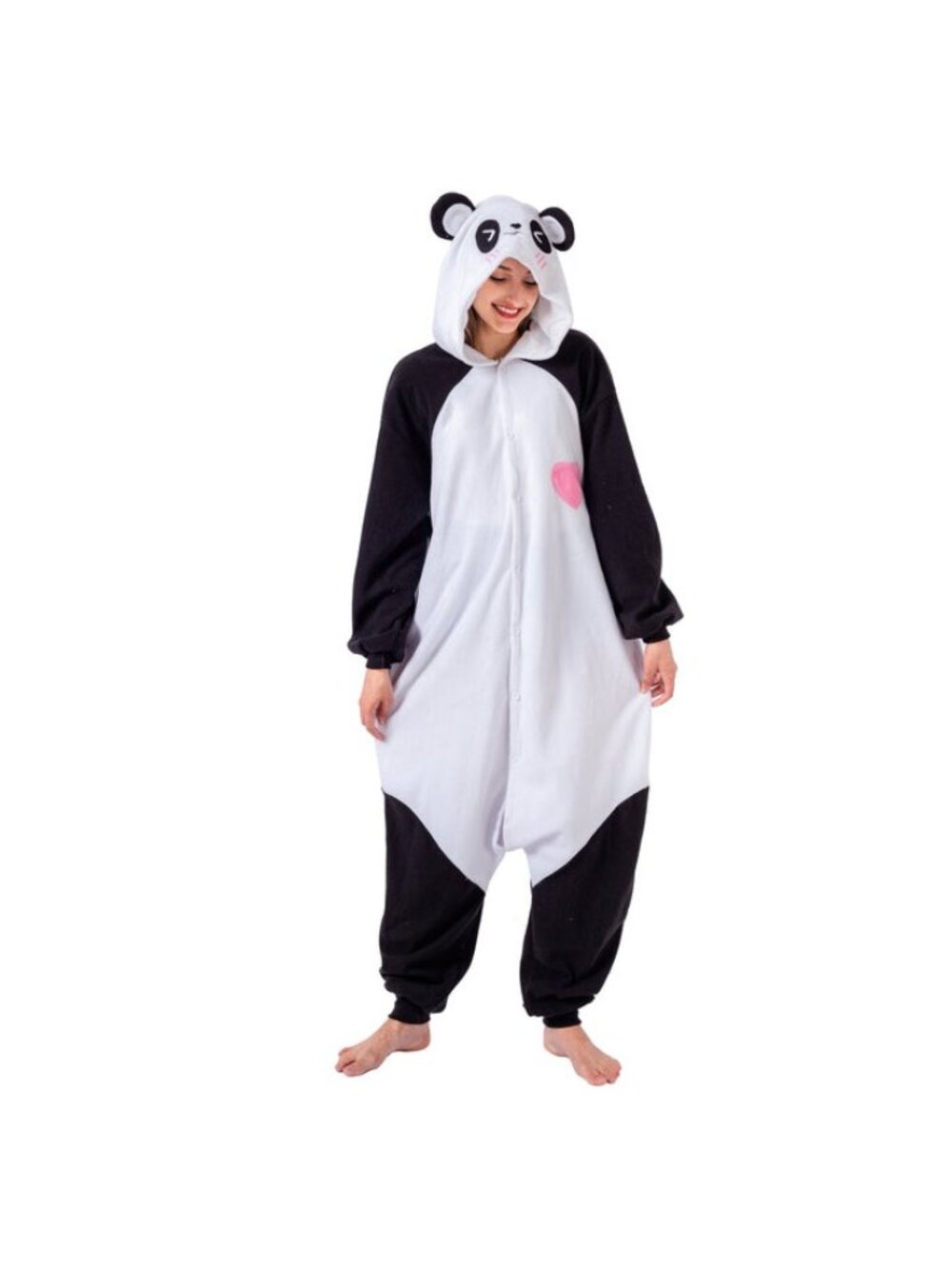 Spooktacular Creations Panda Jumpsuit White/Black Size L Costume Cozy Loungewear